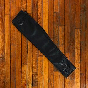 Diesel Livy Biker Stretch Women Black Coated Denim‎ Ripped Shredded Skinny Jeans